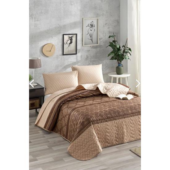 Стеганое покрывало Двойное Креативное Коричневое